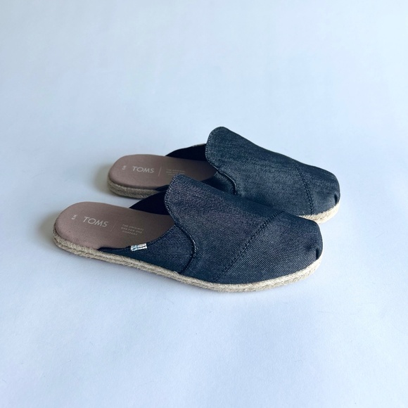 New Tom’s Grey Fabric Espadrille Mules size 9 - Picture 1 of 14